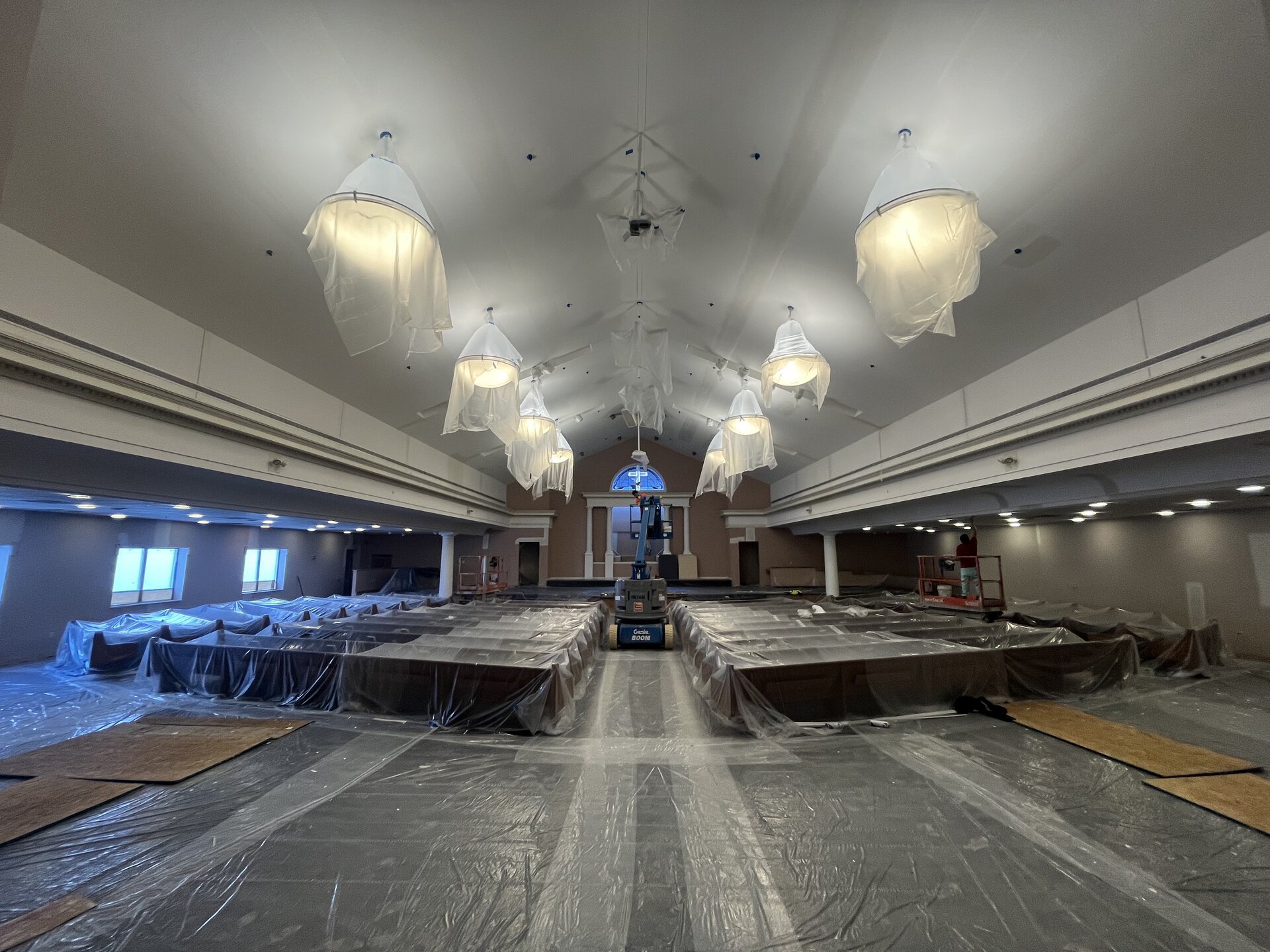 Church facility repaint — hallway and entryway surfaces coated