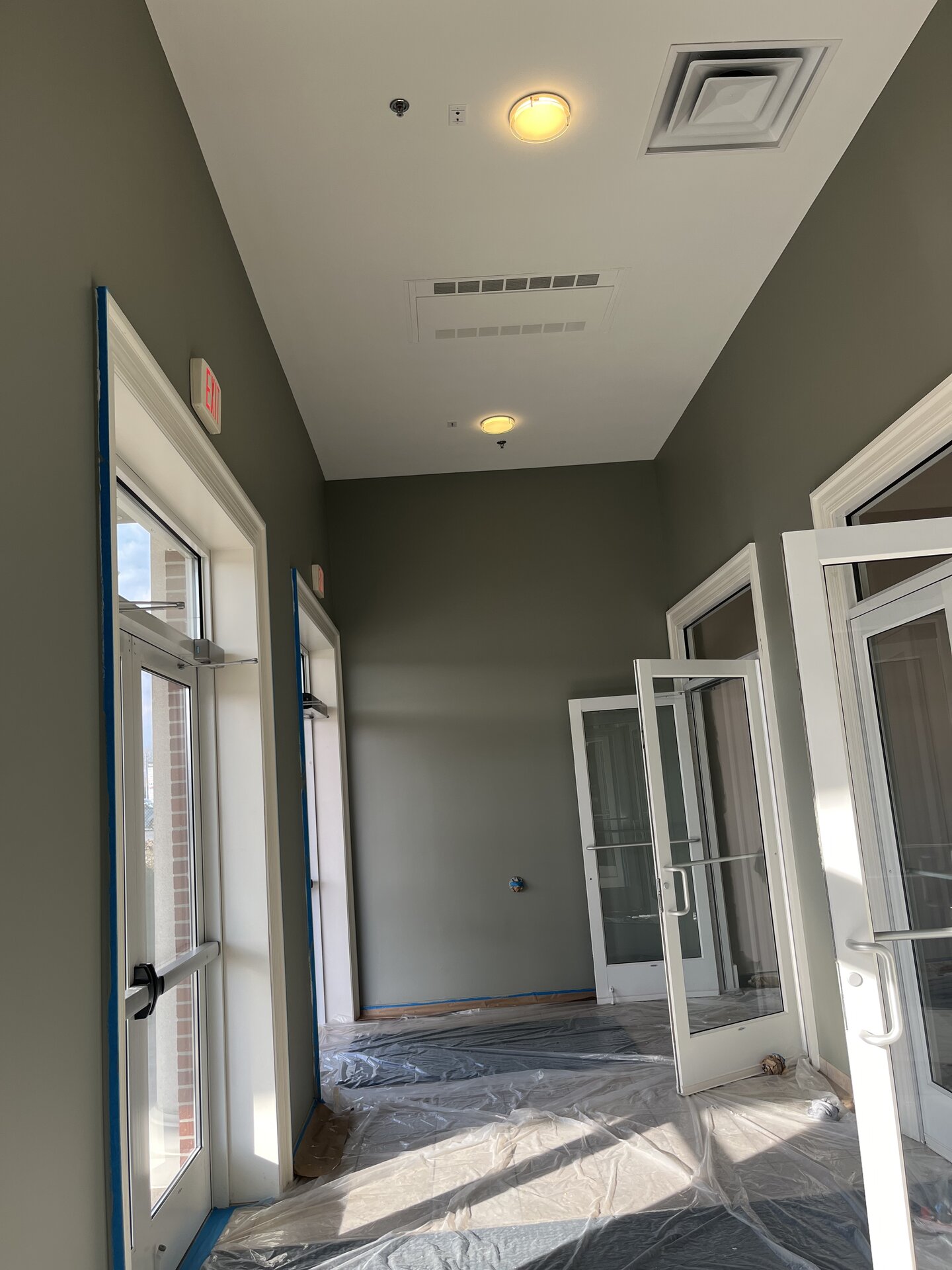 Sanctuary repaint — stage area and front wall detail