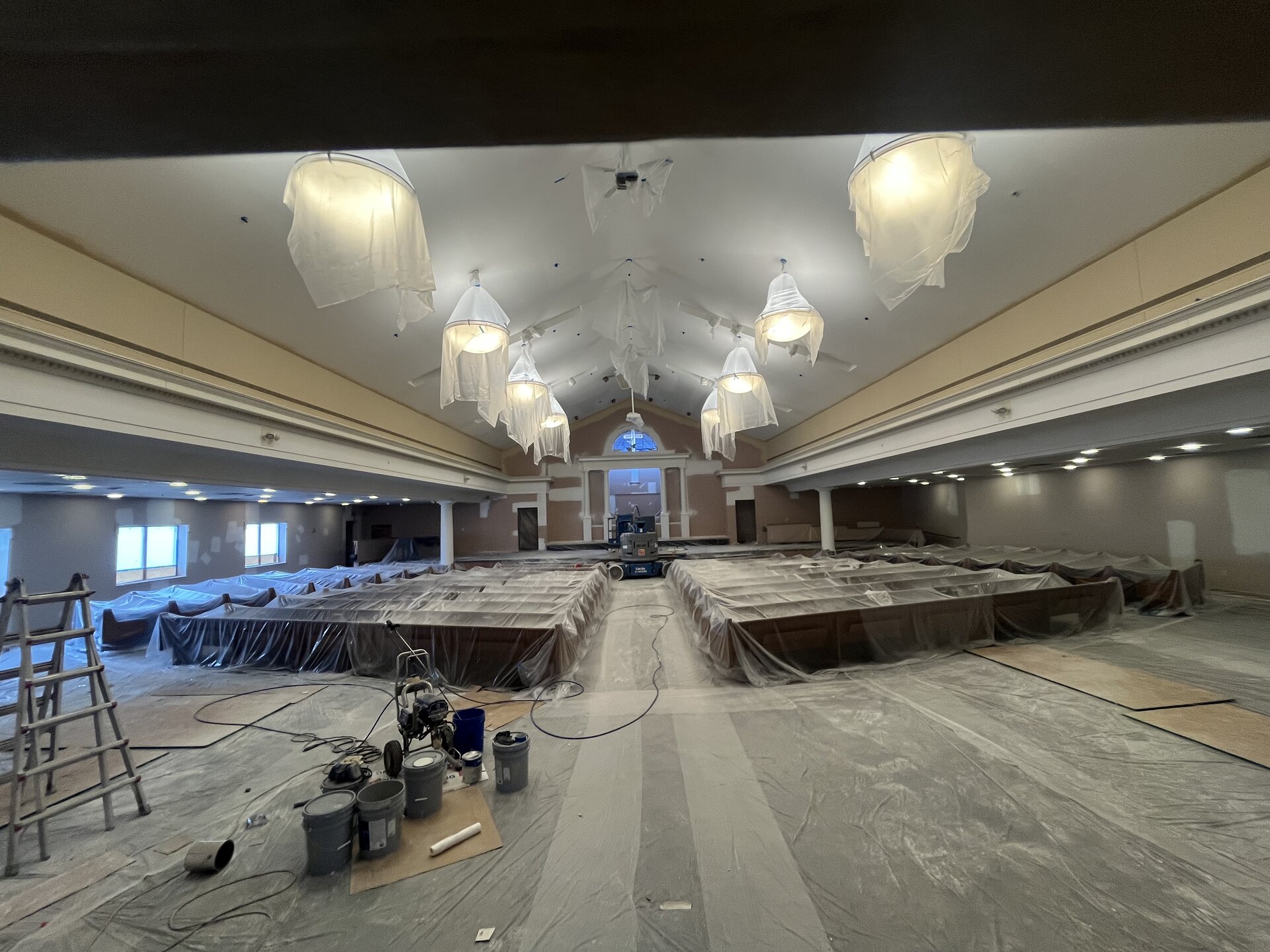 Church interior surfaces — coating application detail