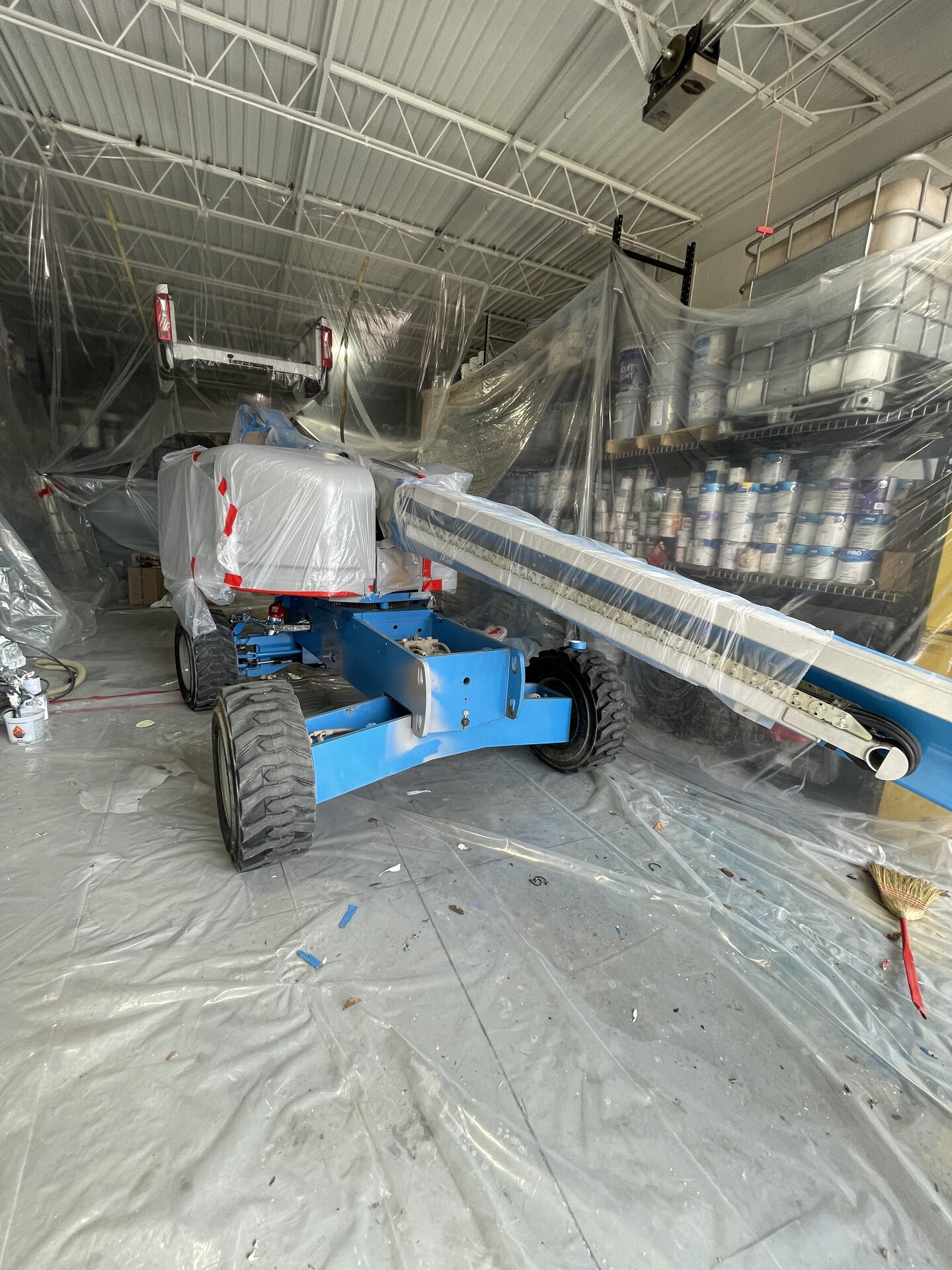 McCallister Equipment aerial lift — finished repaint, fleet-ready condition