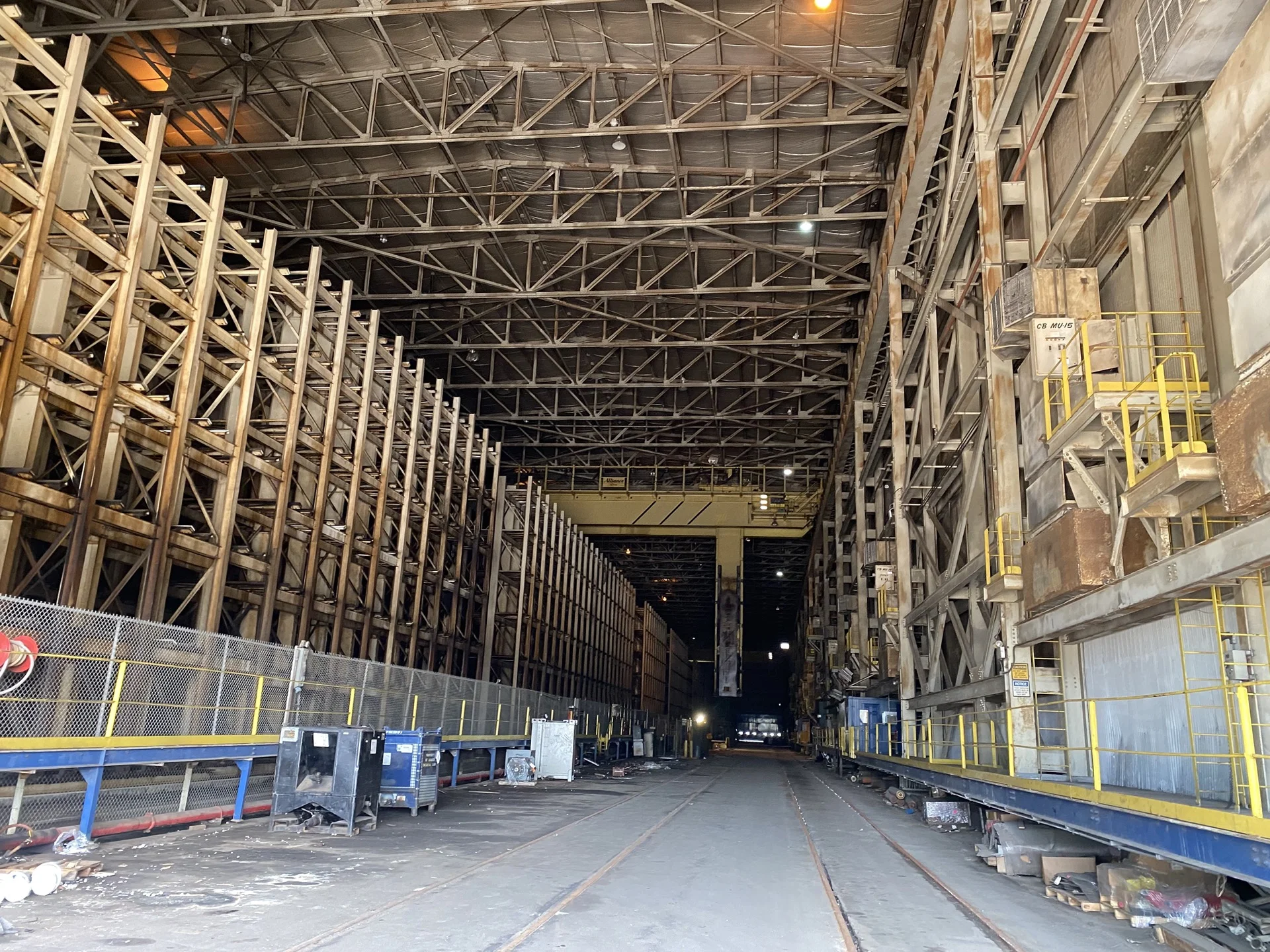 Steel racks before - dirty and grimy